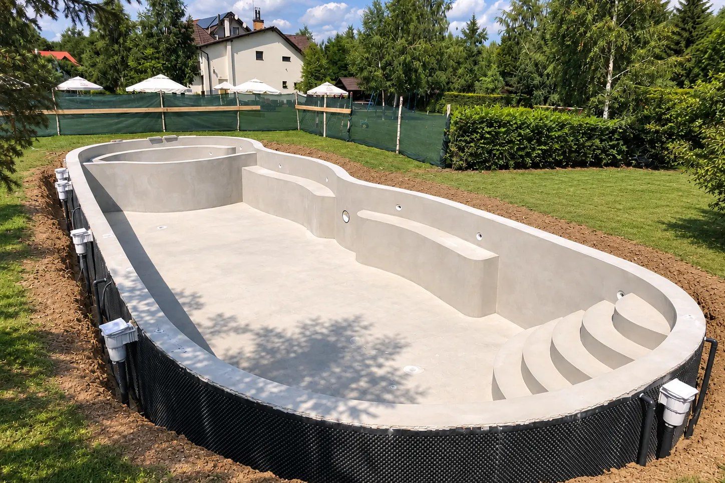 Piscină îngropată — monolitică și autoportantă